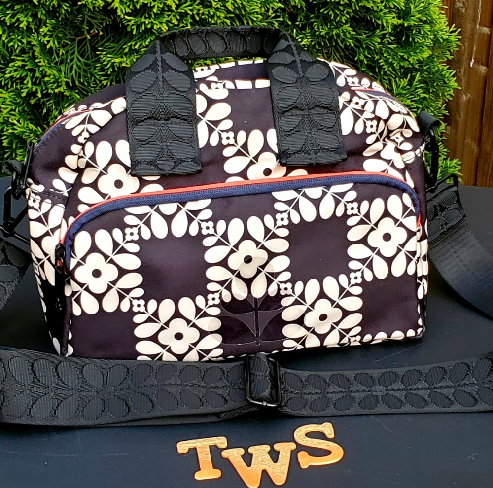 Orla Kiely Black and Cream Crossbody Bag